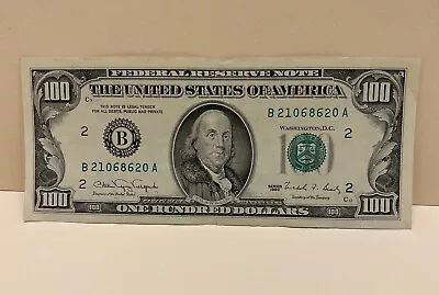 Series 1990 US One Hundred Dollar Bill $100 New York B 21068620 A • $134.66