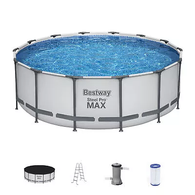 Bestway Steel Pro MAX 14'x48  Round Above Ground Swimming Pool With Pump & Cover • $385.98