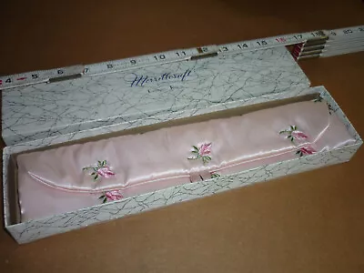 Vintage Jewelry Roll Bag  Foldable Travel Case Pink Satin Rose • $15