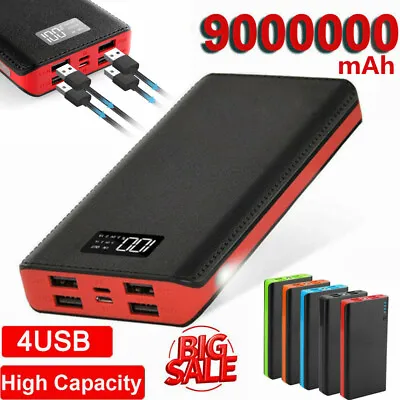 Power Bank 9000000mAh Fast Charger Pack 4USB External Battery For Mobile Phone • £16.99