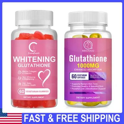 L-Glutathione Capsules Natural Antioxidant Anti-Aging Skin Whitening Gummies • $11.19