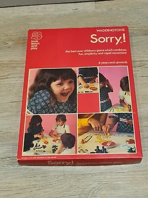 Vintage Retro 1973 70s Waddingtons Sorry! Classic Family Board Game Complete • £27.99