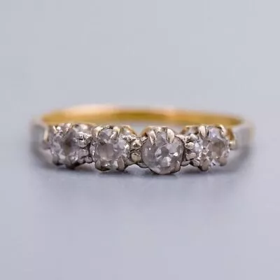 Solid 18K Gold Ring With Four Platinum Set Diamonds • £145