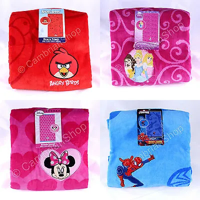 £14.95 • Buy 100% Cotton Beach Bath Towel Angry Birds Disney Princess Minnie Mouse Spiderman