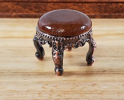 Dollhouse Footstool Ottoman Small Round Metal And Wood 1:12 Scale Miniature • $6.49