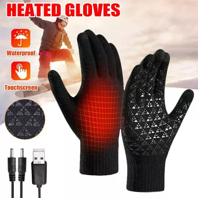 Winter USB Heated Gloves Touchscreen Hands Warmer Mittens Knitting Typing Gloves • $8.99