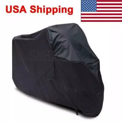 XXL Black Motorcycle Cover  Protector For Harley Cruiser Chopper Bobber • $25.52