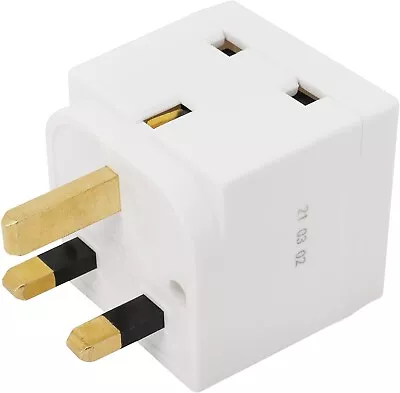 2 Way 3 Pin Power Adapter Splitter Cube Electric 13A Multi Wall Plug 2 In A Pack • £9.97