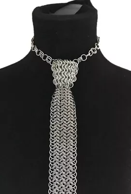 Chainmail TIE New Item Aluminum Butted Silver Tie Gift • £23.06