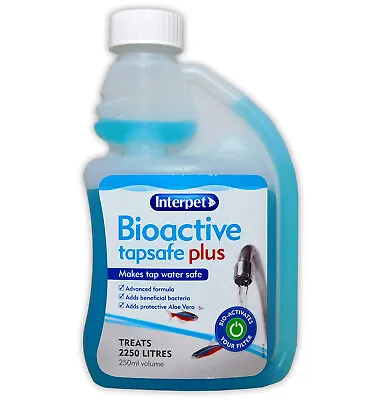INTERPET BIOACTIVE TAP SAFE 250ml TREATMENT MAKES TAP WATER SAFE FISH POND • £10.40