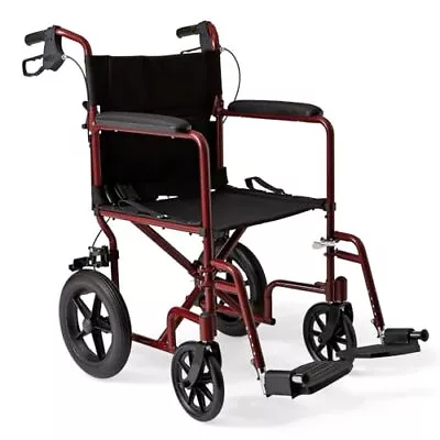 Medline Lightweight Foldable Transport Wheelchair With Handbrakes And 12-Inch... • $220.48