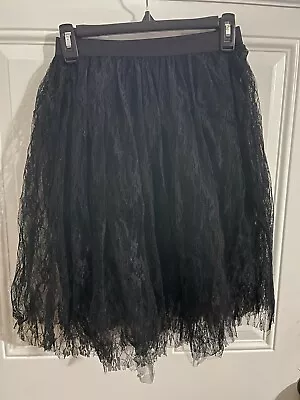 Totally 80's Lace Skirt Costume Black Halloween Prom Adult One-Size • $17.95