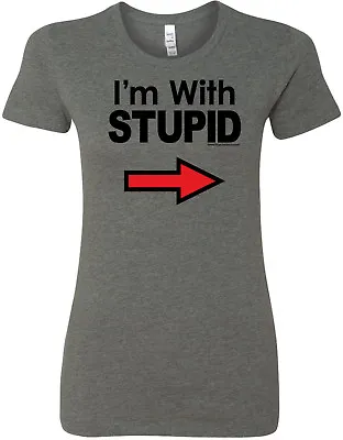 Buy Cool Shirts I'm With Stupid T-shirt Black Print Ladies Longer Length Tee • £14.76