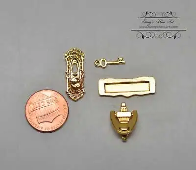 1:12 Dollhouse Miniature Door Accessories Knocker/ Mail Slot/ Key Set D176 • $4.36