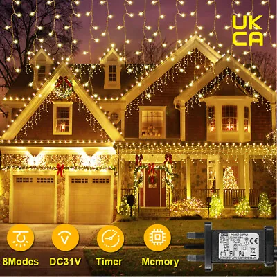 £19.59 • Buy Christmas LED Icicle Lights Snowing Effect Outdoor Indoor Party Window Decor 15m