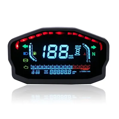 Motorcycle LCD Speedometer Digital Odometer Tachometer Backlight Time Display • $59.30