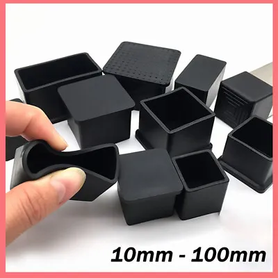 Rubber Square Plug For Metal Pipe Tubing Caps Chair Glides Cap 10mm - 100mm • $3.09