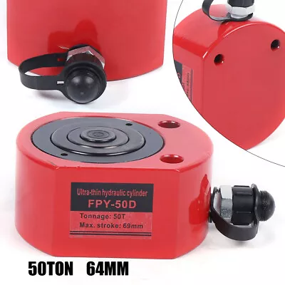 50T Hydraulic Flat Jack Lift Pancake Cylinder Ram 64MM For Machinery Industries • $113.32