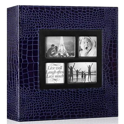 £19.99 • Buy Photo Album 600 Pockets 6x4 Photos Croco Extra Large Size Leather Pictures Blue