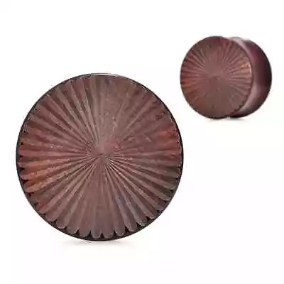 Brown Carved Wooden Ear Plug Piercing Jewellery Timber Gauge Stretcher PL242 • $7.40