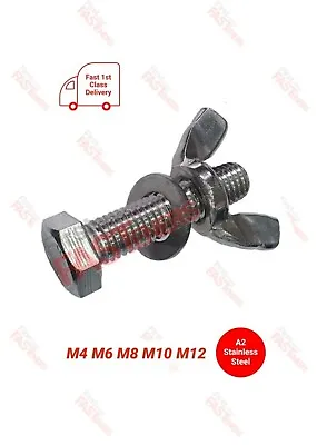 M4-M12 STAINLESS STEEL A2(304) HEX BOLT SET SCREW WING NUT WASHER *1st CLASS DEL • £2.70