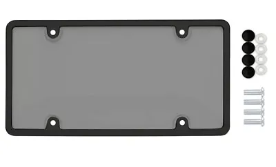 $8.95 • Buy Unbreakable Tinted Smoke License Plate Shield Cover + Black Frame + 4 Screw Caps