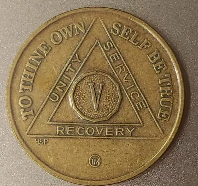 5 Year Alcoholics Anonymous AA Bronze Medallion Coin Sobriety Chip Five. • $4.99