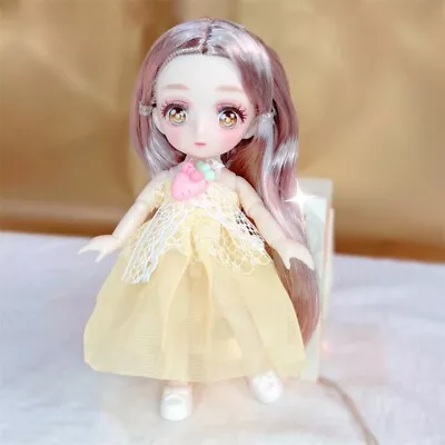 1/8 16cm Anime Eyes Toys Dolls Ball Jointed Body Cute Bjd Anime Doll  Girl Gift • $8.35