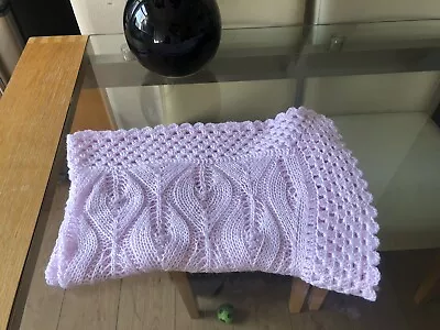 HandKnitted Baby Christening Baptism Shawl Blanket Baby Shower Pastel Lilac Pink • £52