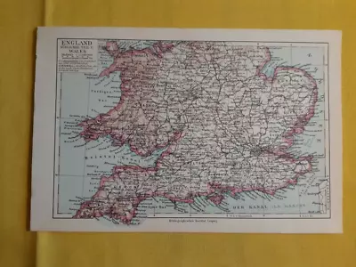 1910 ORIGINAL VINTAGE MAP - England Wales - C10-3 • $21.90