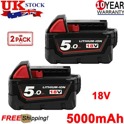 2X For Milwaukee M18 18V Extended Capacity Battery Lithium XC 5.0 AH 48-11-1860 • £32.92