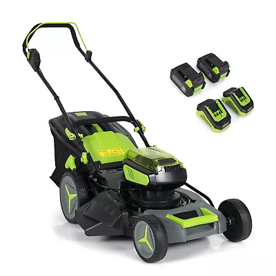 40V 18  Brushless Cordless Push Lawn Mower 4.0Ah Batteries & 2 Charger (2 X 20V) • $269.99