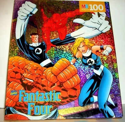 Marvel Fantastic Four Foil Jigsaw Puzzle Milton Bradley Vintage 1996 SEALED Box  • $14.95