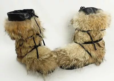 VTG Coyote? Fur Boots Women Original Eskimo Mukluks Winter Yeti Boots 7.5 To 8 • $199