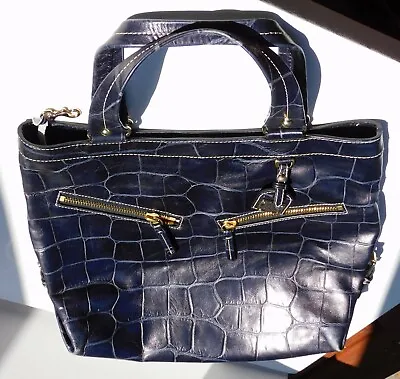 Large Dooney And Bourke Black Croco Embossed Leather Hand Bag • $99