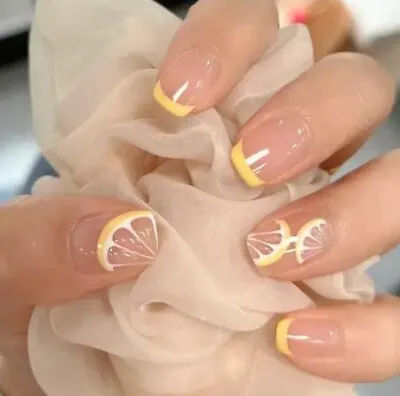 *Brand New* Super Cute Fruit Lemon Gel Press On Fake Nails - Reusable! • $13.99