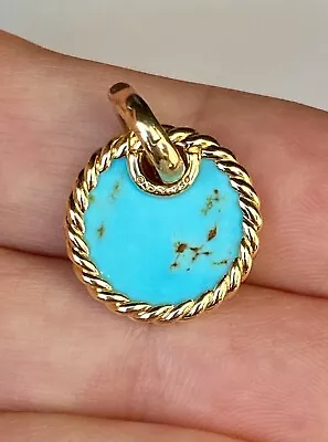 David Yurman 18k Gold Elements Turquoise Enhancer Amulet Pendant $995+ New • $885