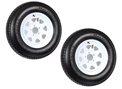 2-Pk Trailer Tire On Rim ST205/75D15 F78 205/75 LRC 5 Lug White Spoke Wheel • $198.97