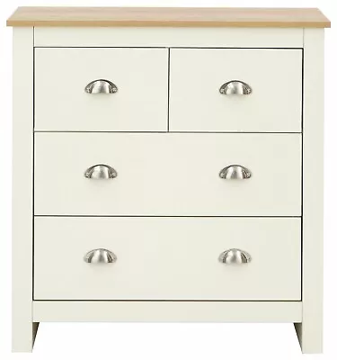 Lancaster Cream/ Oak 2+2 Drawer Chest- Assembly Option- LOCAL DELIVERY ONLY • £99