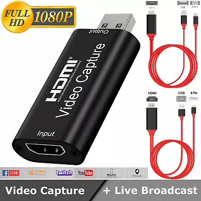 HDMI To USB2.0 Video Capture Card 1080P Recorder Phone Game/Video Live Streaming • $7.49