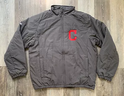 Men’s Cleveland Indians Baseball 2014 Majestic On Field Jacket Gray Size XL NEW • $40