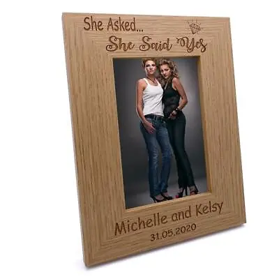 Personalised Lesbian Gay Couple Engagement Photo Frame Gift FW597 • £13.45