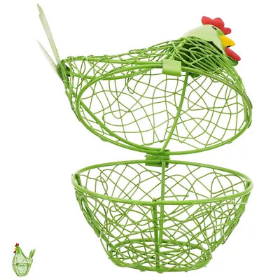 Chicken Egg Holder Hen Shape Egg Basket Household Egg Storage Basket Iron • £13.54