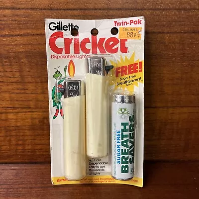Vintage 70’s Sealed Gillette Cricket Disposable Twin Pak Free Breath Savers • $34