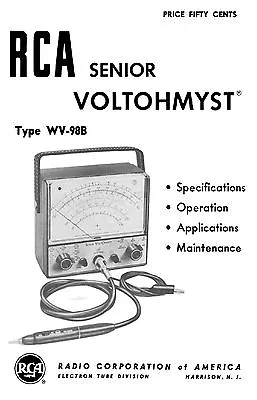 RCA Senior Voltohmyst WV-98B WV98B Manual • $10.99