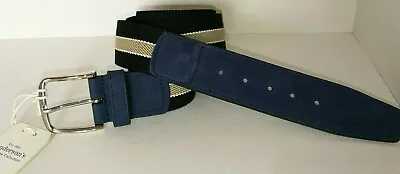 £59.99 • Buy ANDERSONS ITALIAN NAVY BLUE FABRIC SUEDE LEATHER MENS BELT 115cm 44  BNWT