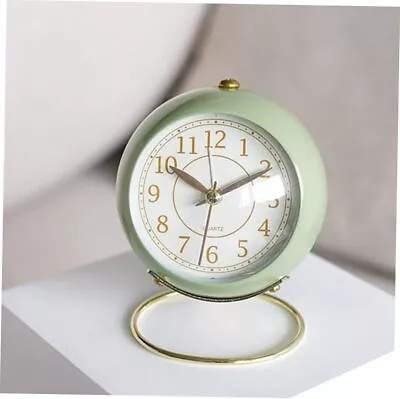Metal Silent Clock Retro Analogue Desk Bedside Table Alarm Night Light Sphere • $26