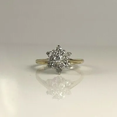 14K Yellow Gold 1/2CTW Diamond Flower Cluster Ring Size 4.25 • £313.37