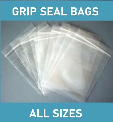 Grip Seal Bags Resealable Self Seal Zip Lock Clear Polythene Plastic All Sizes • £1.51