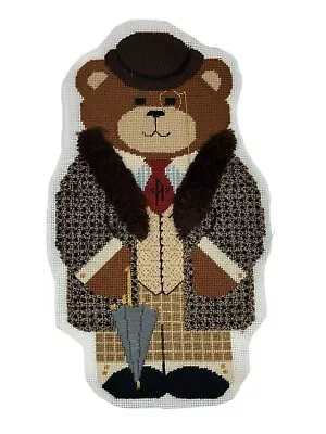 Vintage Completed Dapper Teddy Bear 3-D Needlepoint For Pillow 16  • $29.96